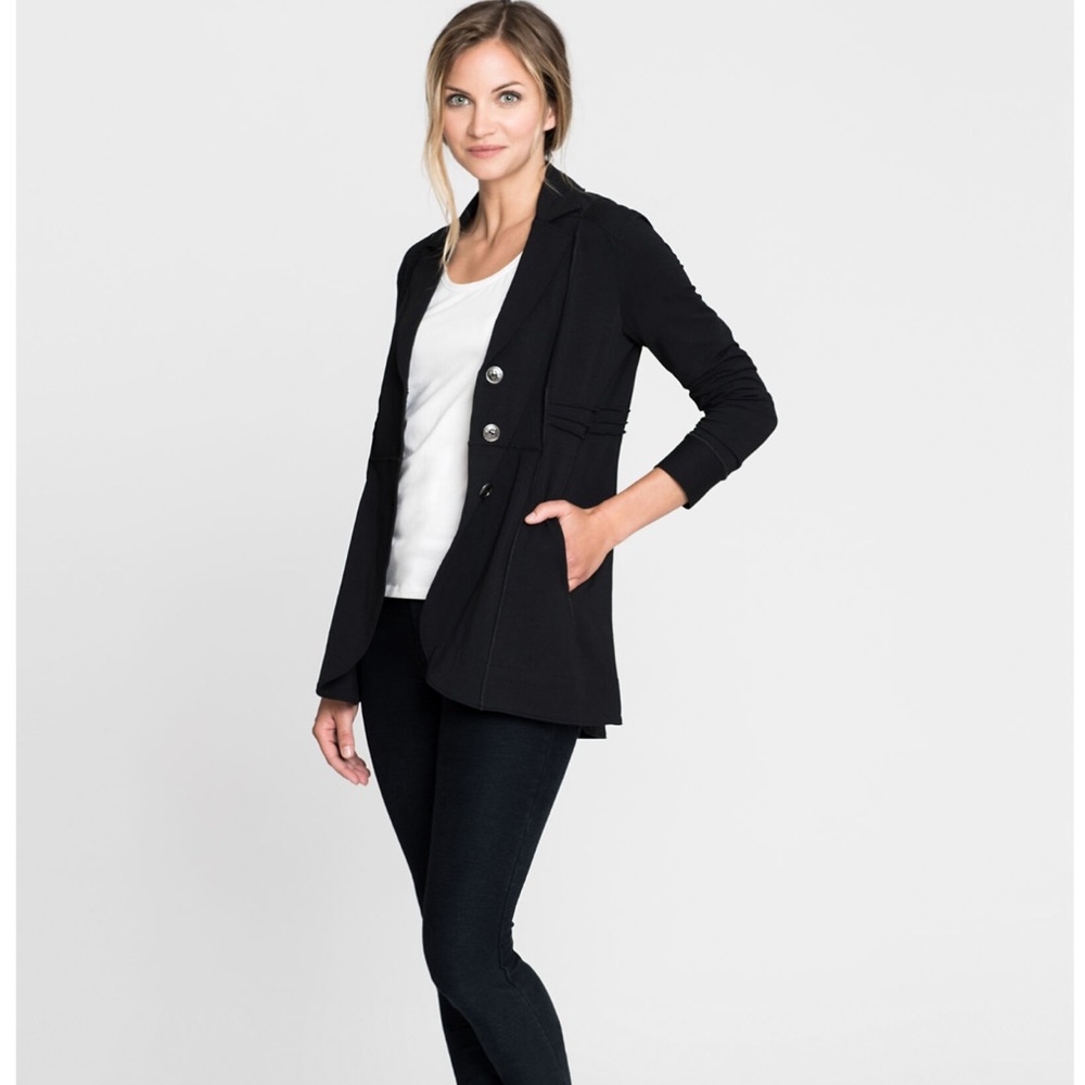 NWT 🩶 Nic+Zoe Seamed Riding Jacket 3-Button Dark Gray Knit, Long, Equestrian, 1X - Picture 4 of 15
